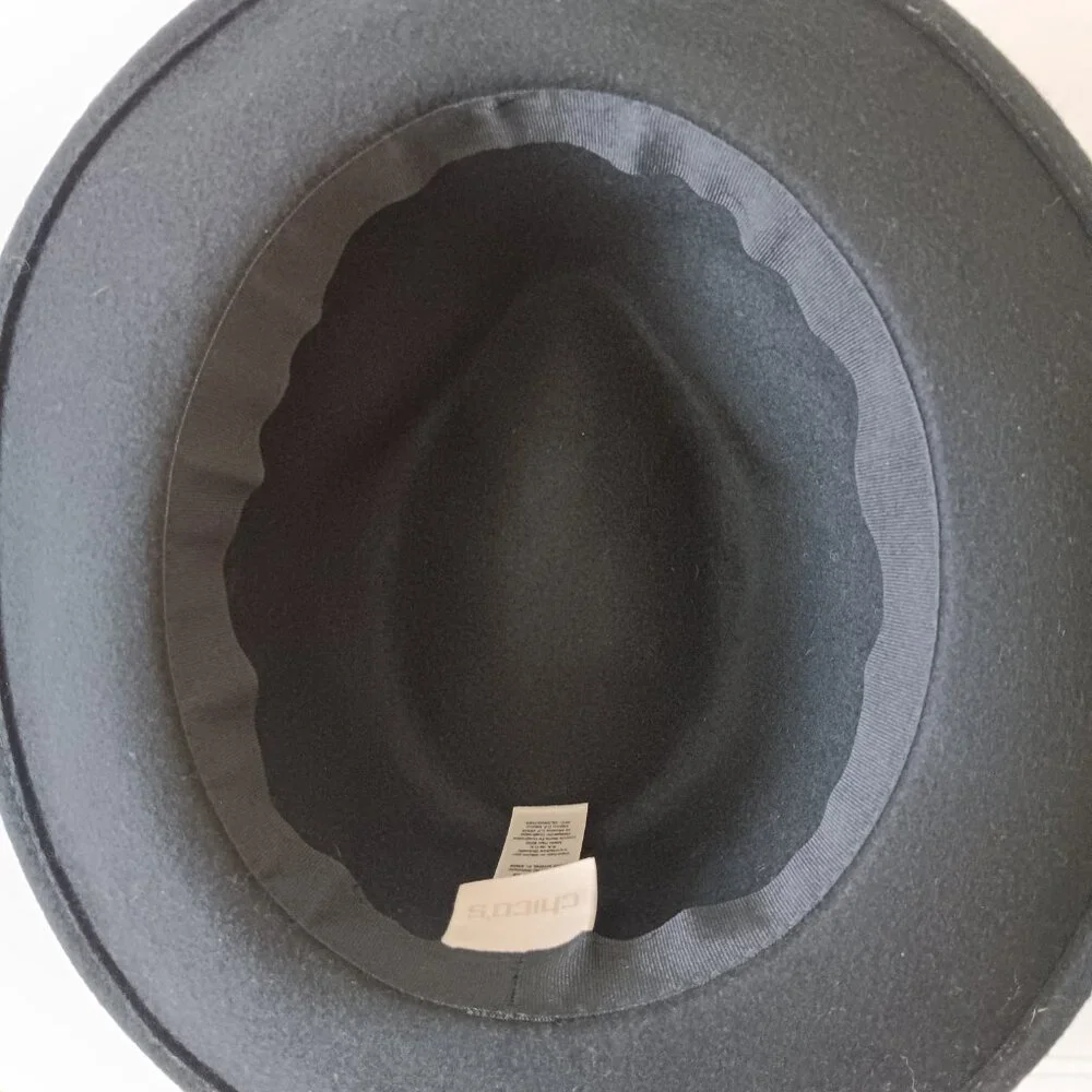Chico's Women's Black Wool Fedora Hat One Size